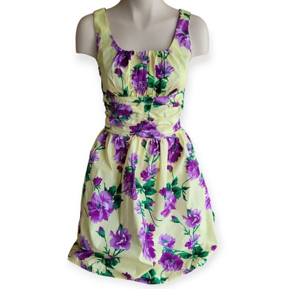 Voodoo Vixen yellow floral Pinup Fashion Floral Dress XS - Picture 2 of 10